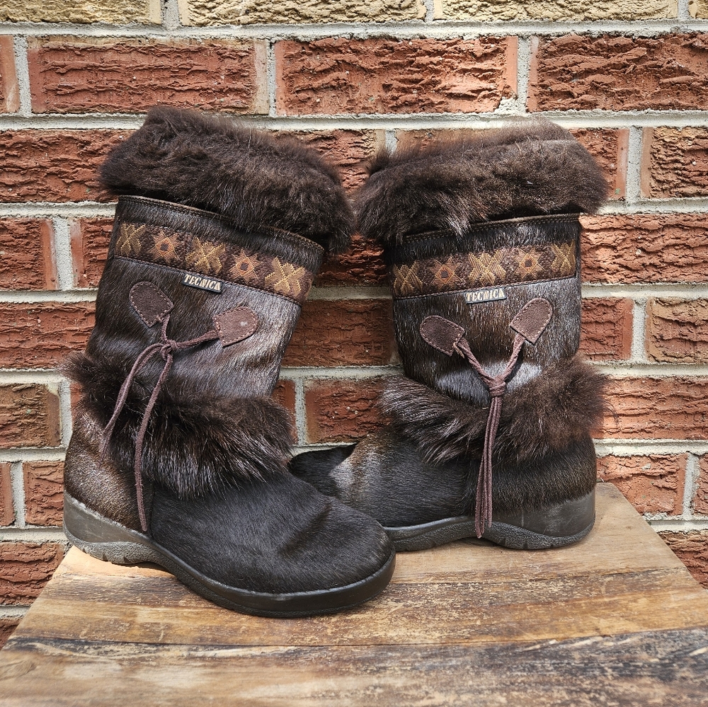 Tecnica Women's Brown Fur Boots, Size 7